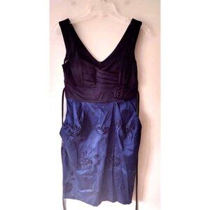 Y2K City Triangles Sleeveless Babydoll Dress Size 5 Black Blue Sparkly Glitter